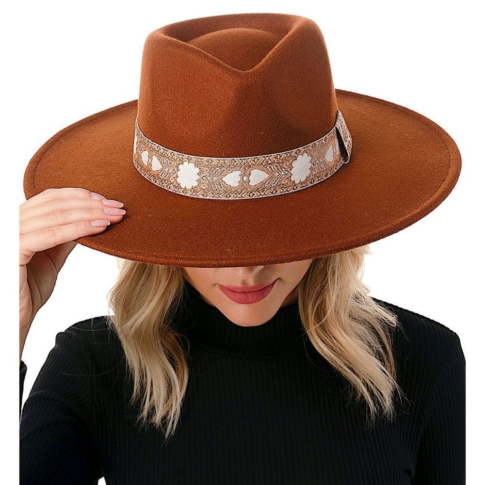 Marcus Adler Women's Wool Blend Felt Hat with Floral Print Band